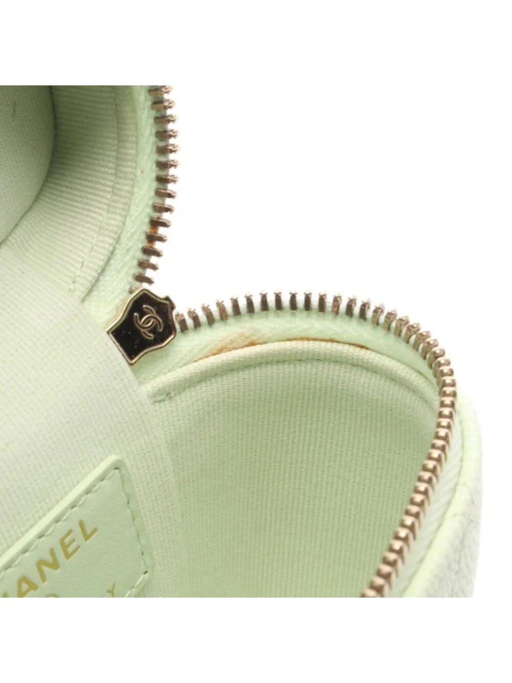 Chanel Shoulder Bag Quilted Yellow Green Caviar Leather Mini Vanity 2-Way Chain
